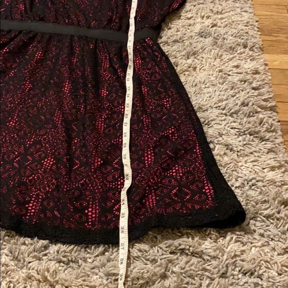 Lace Cocktail Dress Black Lace Deep Pink‎ sz L - Picture 9 of 11